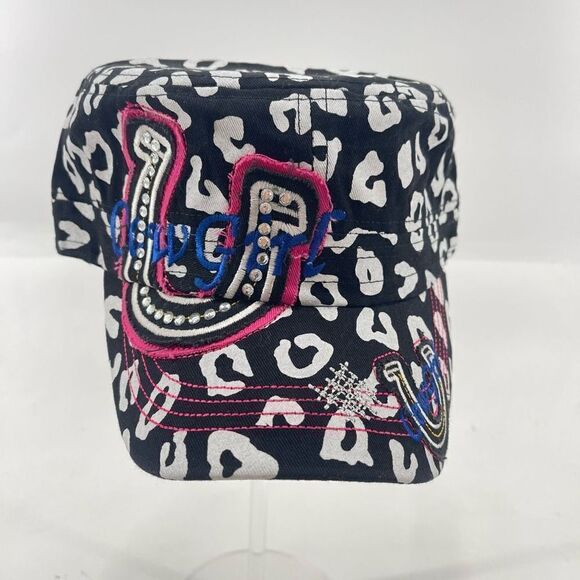 Crown Hat Womens military cadet Baseball Cap Black White Embroidered Cowgirl bli - Picture 10 of 13